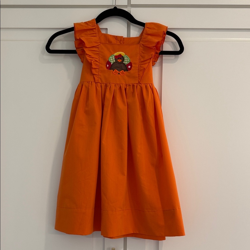Vibrant Orange Kids Dress with Ruffles